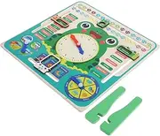 Toyvian Educational Boys and Girls' Clock Wooden Calendar Frog Theme Time Date Learning Toy for Preschoolers Cognitive Development