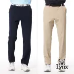 【LYNX GOLF】男款日本進口面料吸排涼感機能彈性舒適配布剪接造型口袋貼膜設計平口休閒長褲(二色)