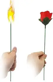 Torch to Rose,Torch to Rrose Magic Trick,Fire Magic Trick Flame Appearing Flower,Magician Props, Illusions Gimmick Props for Girlfriend/Wedding Shows or Streets
