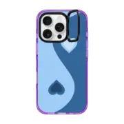 iPhone 16 Pro Impact Ring Stand Case MagSafe Compatible Heart Yin Yang - Blue