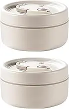2 Pcs Portable Lunch Container, Stainless Steel Thermal Bento Box Aldults Lunch Box for Food, Keep Warm Insulated Separate Food Container with Thermal Bag, Microwave Safe
