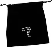 VICASKY 1Pc Hair Dryer Storage Pouch Flannel Drawstring Bag Capacity Organizer for Hair Dryer Makeup Personal Items for Home Hotel Travel Use Black