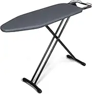 Duwee Ironing Board 12''x36'' with 3 Layered Heat Resistant Cover & Thicken Feltpad, Iron Board with Iron Rest, Foldable T-Leg, Adjustable Height（Black）