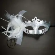 Feather Masquerade Mask Halloween Masquerade Ball Party Mask Silver