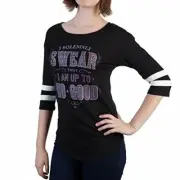 Harry Potter I Solemnly Swear Juniors Small Raglan T-Shirt Black Tee