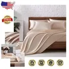 Soft & Silky 6-Piece Satin King Sheets Set with 15'' Deep Pocket - Champagne