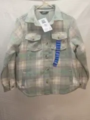 Member's Mark Girls Shacket Jacket Size 10/12 Green Plaid