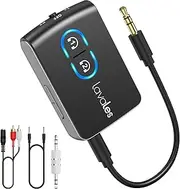 Bluetooth 5.3 Transmitter Receiver for TV to 2 Wireless Headphones, 3.5mm AUX Jack Bluetooth Audio Adapter for Airplane, aptX Low Latency for Speaker/Phone/Tablet/PC/Gym