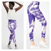 NWT FABLETICS High Waisted Tropical PureLuxe 7/8 Paradiso Leggings Purple Small