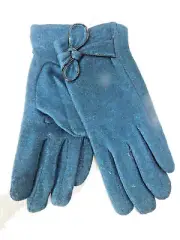 VICTORIA LELAND DESIGNS LADIES BLUE WOOL WINTER GLOVES POLYESTER LINING SIZE 6.5