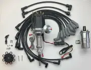 small cap FORD 5.8L 351 EFI to Carb HEI Distributor +CHROME Coil + 8.5mm WIRES
