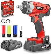 TOPEX 2IN1 20V Cordless Impact Wrench Driver 1/2" 1500mAh Li Battery W/Sockets (Two Bateries)