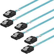 Thin SATA-III Cable:12 Inches,3 Pack Flexible Straight SATA-Cable 6Gbps Data with Locking Latch for SSD, HDD, Hard Drives, Blue (0.3M)