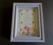 Completed Framed CROSS STITCH Guardian Angel Baby Boy Picture Needlework Nursery