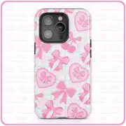 Coquette Cherries (Gingham Pastel) iPhone Case Tough Pro 13 Max 16 15 14 MagSafe