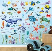 DECOWALL DS12-8048 Under The Sea Wall Stickers Wall Decals Peel and Stick Removable Wall Stickers for Kids Nursery Bedroom Living Room