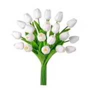 20 Pcs Artificial Tulips Flowers,Easter Flowers Artificial 13'' White PU Faux