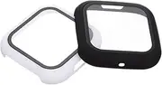 2Pcs Protective Watch Case with Tempered Glass Screen Protector Durable PC Shell for Scratch Resistant Coverage