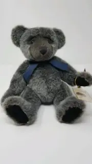 Vintage Edition Russ retired hard plush TEDDY BEAR Yarwood gray bear NWT