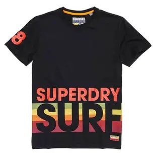 跩狗嚴選 極度乾燥 Superdry T-Shirt 黑色 純棉短袖 上衣 T恤 雙面 Logo 衝浪彩虹 HZ