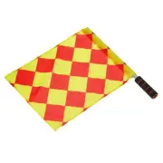 Referee Flag Stainless Steel Pole Sponge Grip Linesman Signal, Diamond Checkered