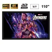 Visualax 110" inch Fixed Frame Hi Contrast Grey Projector Screen TRUE 16:9