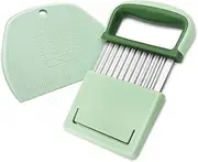 Vegetable Chopper - Stainless Steel Blade Crinkle Cutter/Wavy Knife Veggies French Fry Slicer and Plastic Dough/Cake Scraper, 2 Piece
