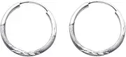 [JewelryWeb] 14k White Gold 1.5mm Budded Sparkle Cut Endless Hoop Earrings 16mm-Hoop Earring for Women