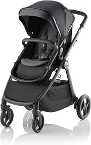 Britax One2 Stroller, Travel System Compatible, Reversible Seat, Converts From Bassinet To Seat, Lightweight Single To Tandem Stroller, XL UPF50+ Extendable Canopy, Easy Adjust Harness, XL Easy Access Basket (Mineral Grey 36996)