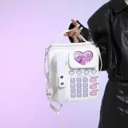 GGP White Sweet Girl Creative Crossbody Bag With Telephone Design, Pu Material, Lightweight And Unique