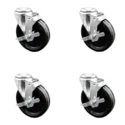 5 Inch Phenolic Wheel Swivel Bolt Hole Caster Set with Brake Service Caster