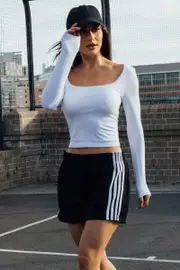 White Supersoft Top Square Neck Long Sleeve - Size 16XL, Women's T-shirt