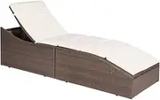 Generic Sun Lounger with Cushion Poly Rattan Brown,44135