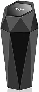 Car Trash Can with Lid, Leakproof Trash Bin for SUV, Mini Automotive Garbage Cans with Trash Bags, Waterproof Multipurpose Car Organizers and Storage (Black)
