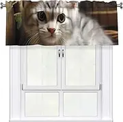 LHBWCVN Cat Valances for Windows, Rod Pocket Window Treatment Drapes Farmhouse Kitchen Curtains Short Blackout Window Curtains for Living Room Bedroom Decor 54x18 Inch