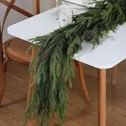 Real Touch Norfolk Pine Garland - 60" Artificial Christmas Garland Faux Pine Greenery Garland for Holiday, Fireplace, Mantle, Window, Indoor, Outdoor Decor (2PCS)