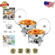 Stylish 4QT Round Chafing Dishes with Glass Lids - Buffet Set for Any Occasion