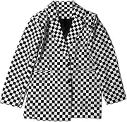 [Kromoc] Men's Black and White Checkerboard Suit Two Buttons Jacket and Pants for Daily Party Dinner