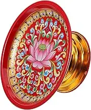 OSOLADY Pattern Alloy Fruit Plate Elegant Food Container for Temples Home Decoration Retro Storage Tray with Carving for Tribute Offerings and