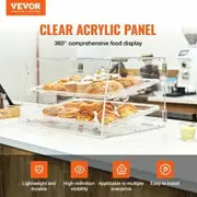 Pastry Display Case 2-Tier Commercial Countertop Bakery Display Case Acrylic Display Box with Rear Door Access & Removable Shelves Keep Fresh