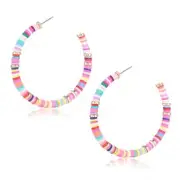 Clay Bead Hoop Earrings for Women (Rainbow)|Clay Bead Hoop earrings for Women (R