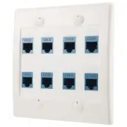 Ethernet Wall Plate 8 Port - Gang Cat6 RJ45 Jack Cable Faceplate Female3467
