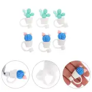 6x Silicone Straw Tip Covers Cute Anti-Dust,Splash Proof Reusable Drinking Lid