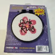 NEW Dimensions Cross Stitch Kit #73268 “Girls Rule” -Learn A Craft For Kids