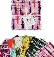 Precut 10-inch Tie & Dye Prints Cotton Fabric Bundle Quilting Squares Charm Pack DIY Patchwork Sewing Craft- Multicolor