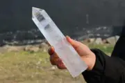 1.76LB Natural Clear Quartz Obelisk Quartz Crystal Point Wand Tower Healing