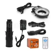 34MP USB Camera Microscope Video Camera 180X C Mount Lens 56-LED Ring Light