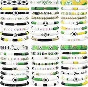 48 Pcs Heishi Mardi Gras Bracelet for Women Beaded Stretch Charm Bracelet Clay Stackable Bracelets for Girl Carnival Holiday Accessory Party Gifts…