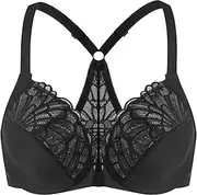 [MELENECA] Women's Racerback Front Closure Full Coverage Unlined Plus Size Underwire Bra