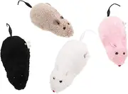 VERDANVERSE 4Pcs Wind Up Plush Mouse for Cats Dogs Realistic Fake Mice with Rotating Tails for Interactive Playtime Party Pranks Engaging Pet Rat Grey